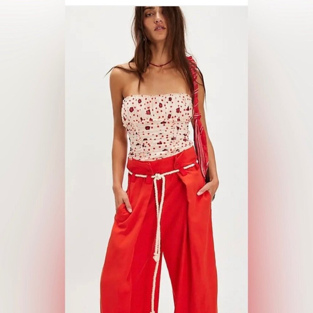 Free People Scottie Printed Tube Top Small Corset Cottagecore Floral Boho Strapl